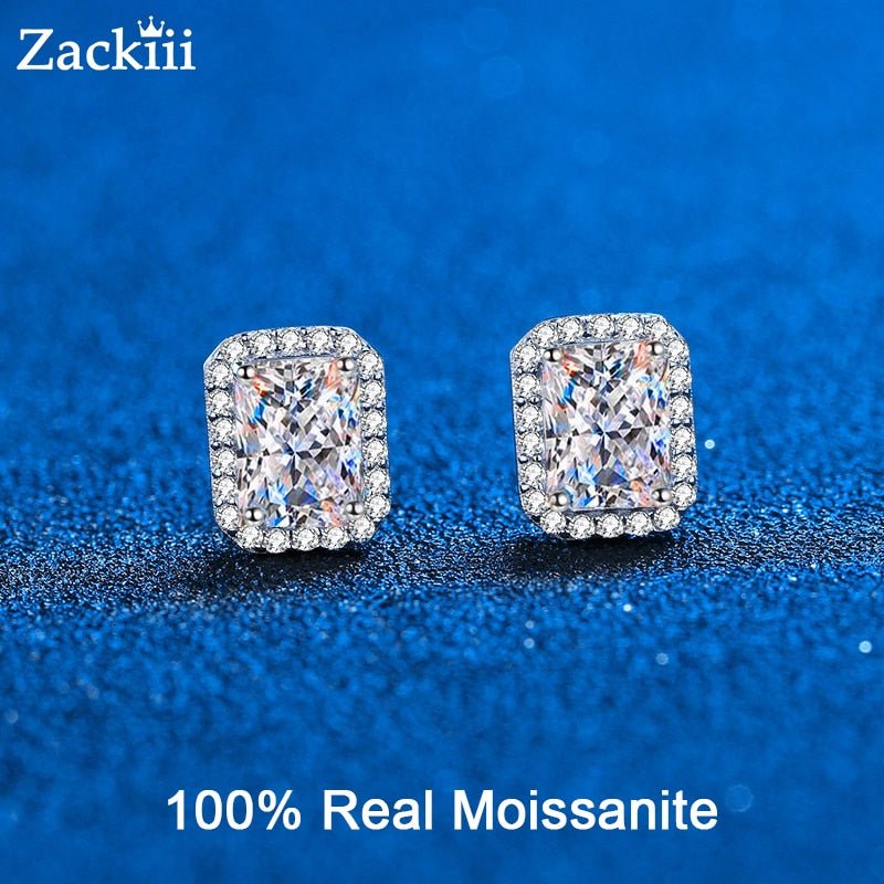 Certified Radiant Cut Moissanite Stud Earrings 1CT 2CT Colorless VVS - Getmgirlzworld Shop