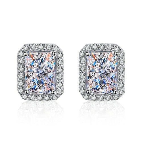 Certified Radiant Cut Moissanite Stud Earrings 1CT 2CT Colorless VVS - Getmgirlzworld Shop