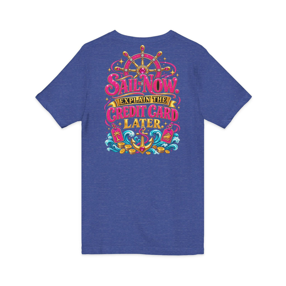 Cruise Vacation V-Neck Tee — "Girl Math" & "Sail Now" Graphic Shirt - Getmgirlzworld Shop