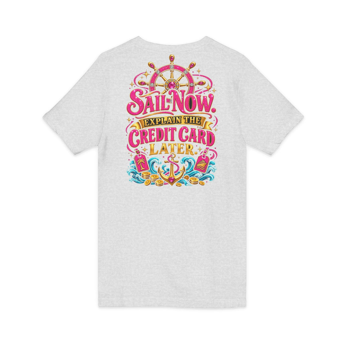 Cruise Vacation V-Neck Tee — "Girl Math" & "Sail Now" Graphic Shirt - Getmgirlzworld Shop