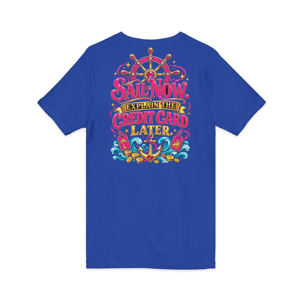 Cruise Vacation V-Neck Tee — "Girl Math" & "Sail Now" Graphic Shirt - Getmgirlzworld Shop