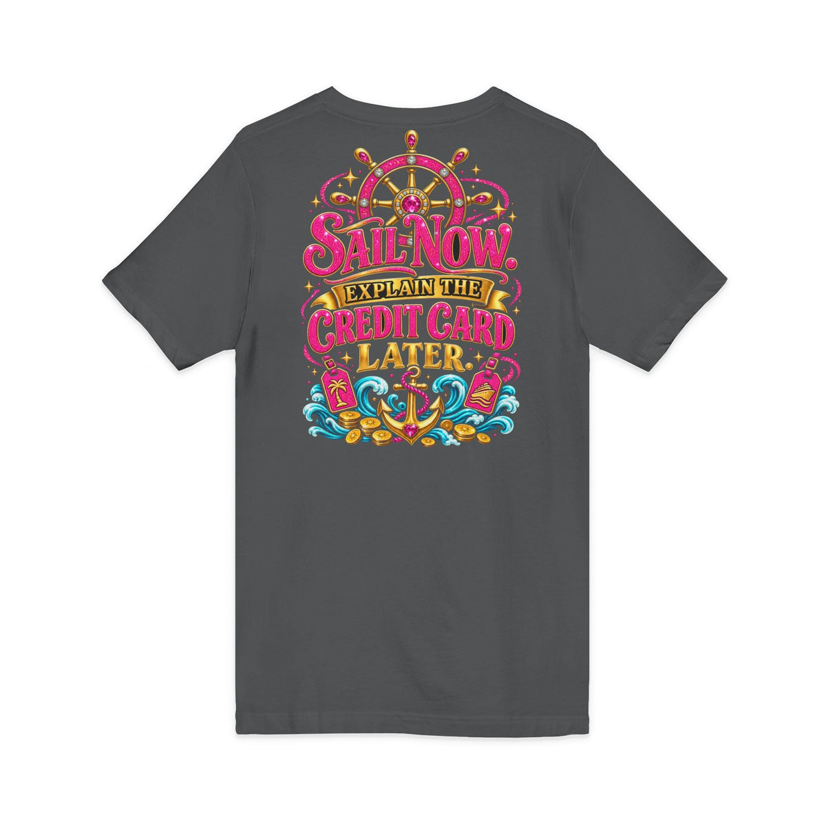 Cruise Vacation V-Neck Tee — "Girl Math" & "Sail Now" Graphic Shirt - Getmgirlzworld Shop