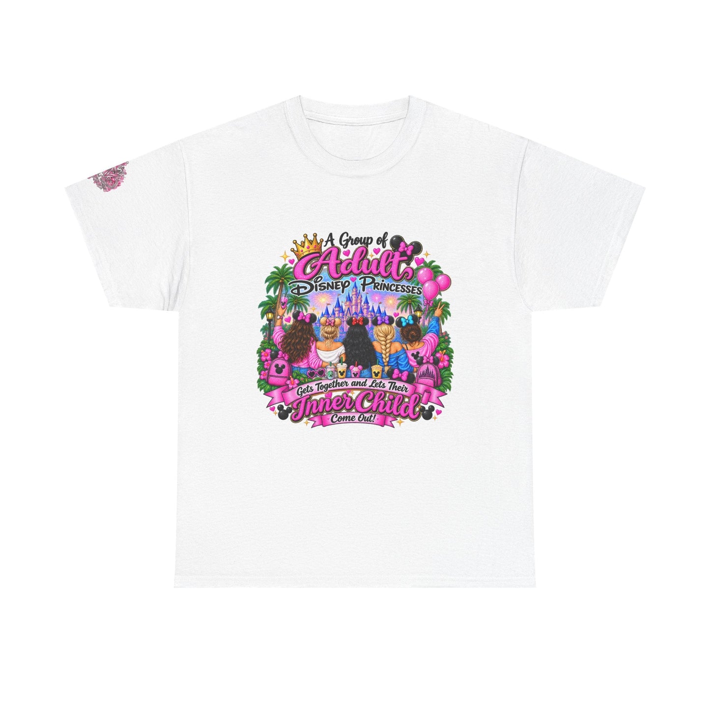 Disney Vacation T‑Shirt — "A Group of Adults Discover Their Inner Child" Pink Castle Tee - Getmgirlzworld Shop