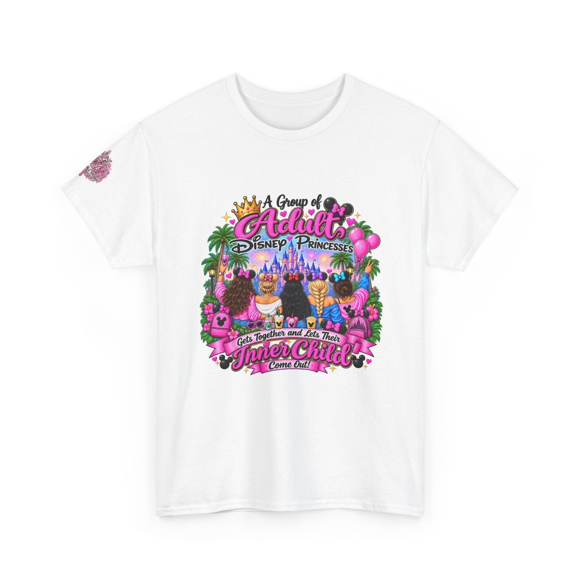 Disney Vacation T‑Shirt — "A Group of Adults Discover Their Inner Child" Pink Castle Tee - Getmgirlzworld Shop