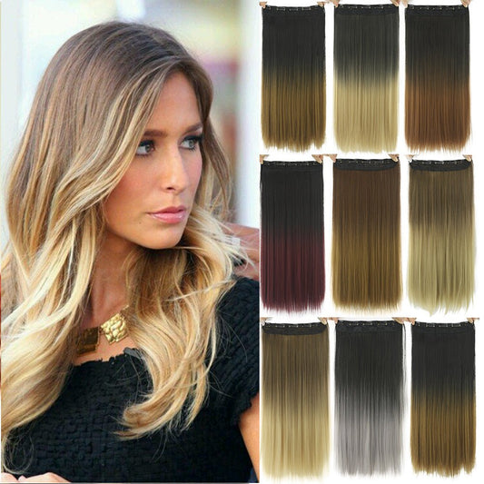 Dyed Gradual Straight Hair Clip Clip, Curtain T - color Hair Extension Piece - Getmgirlzworld Shop