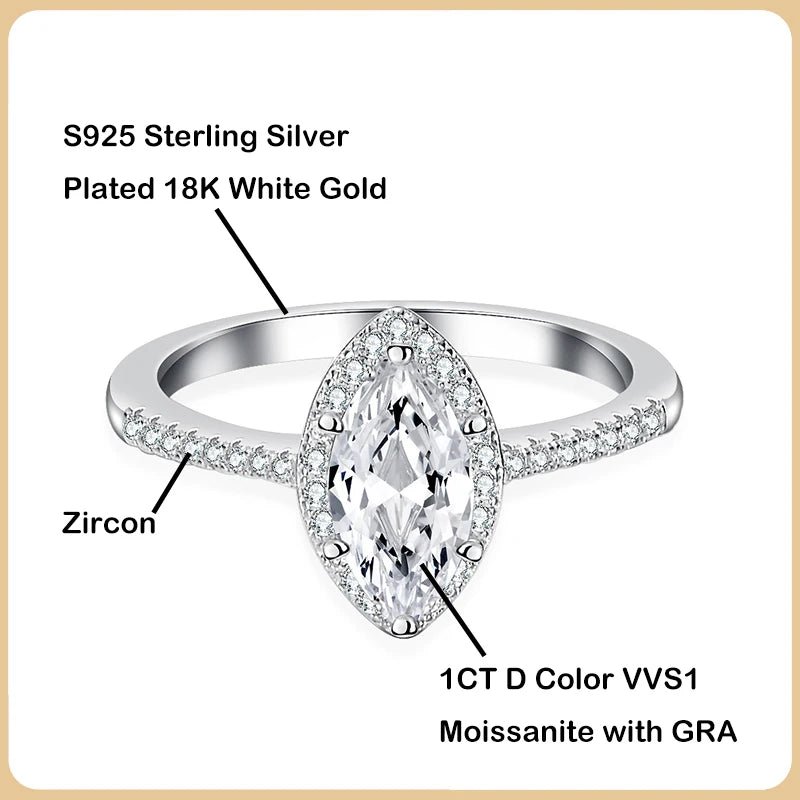 GRA Certified 1CT Horse Cut Moissanite Engagement - Getmgirlzworld Shop