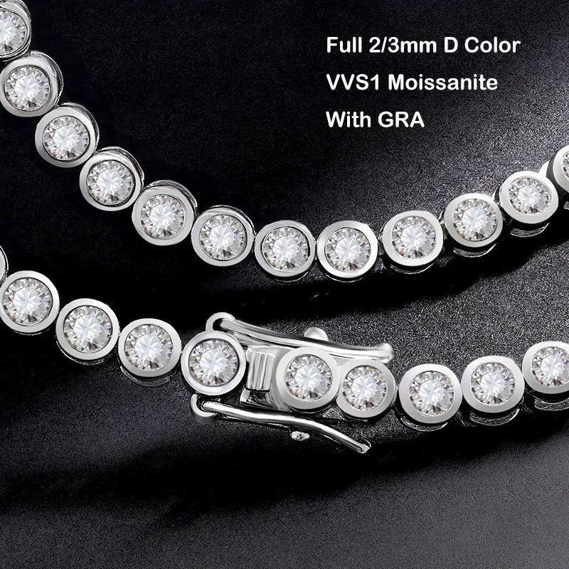 GRA Certified 2/3mm Full Moissanite Tennis Bracelet for Women - Getmgirlzworld Shop