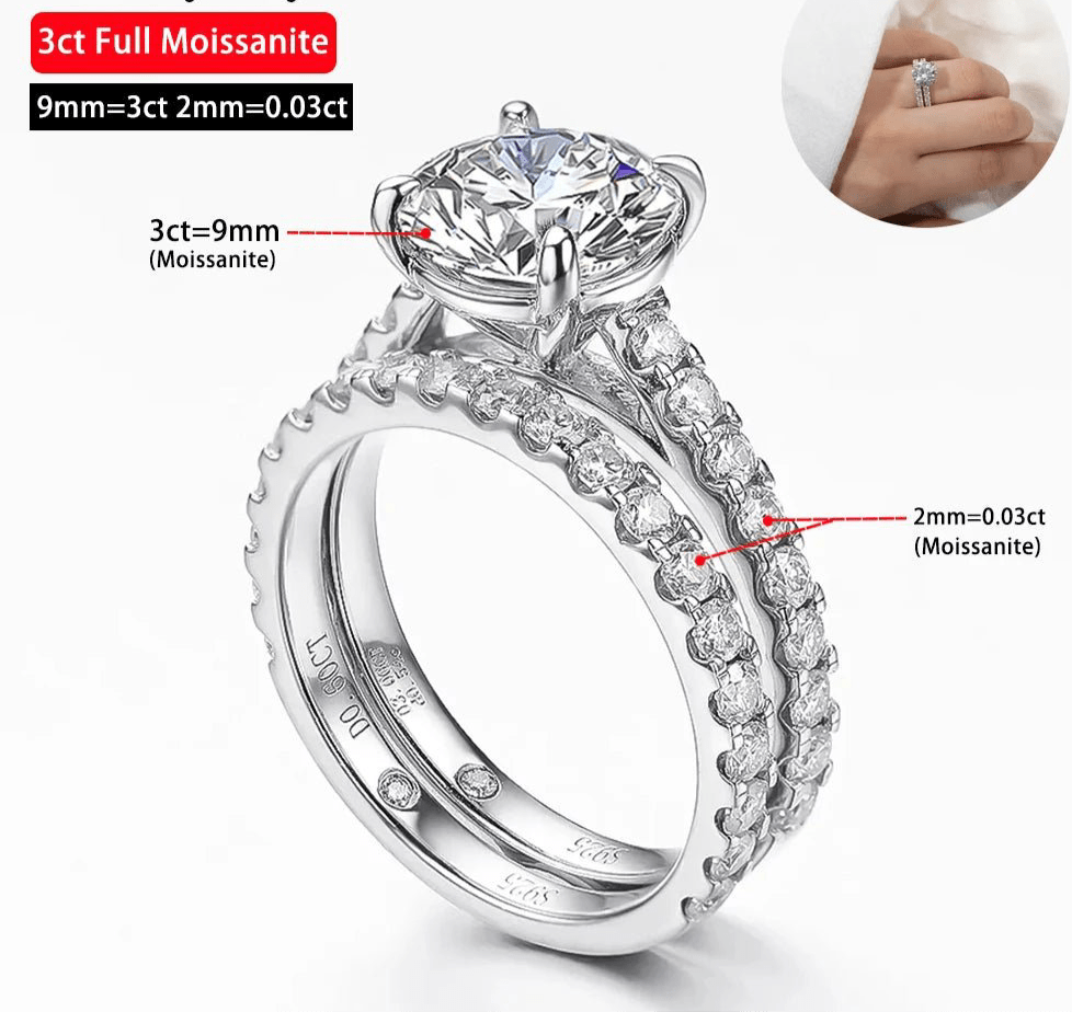 GRA Certified 3.5cttw All Moissanite Row Rings Set For Women S925 - Getmgirlzworld Shop