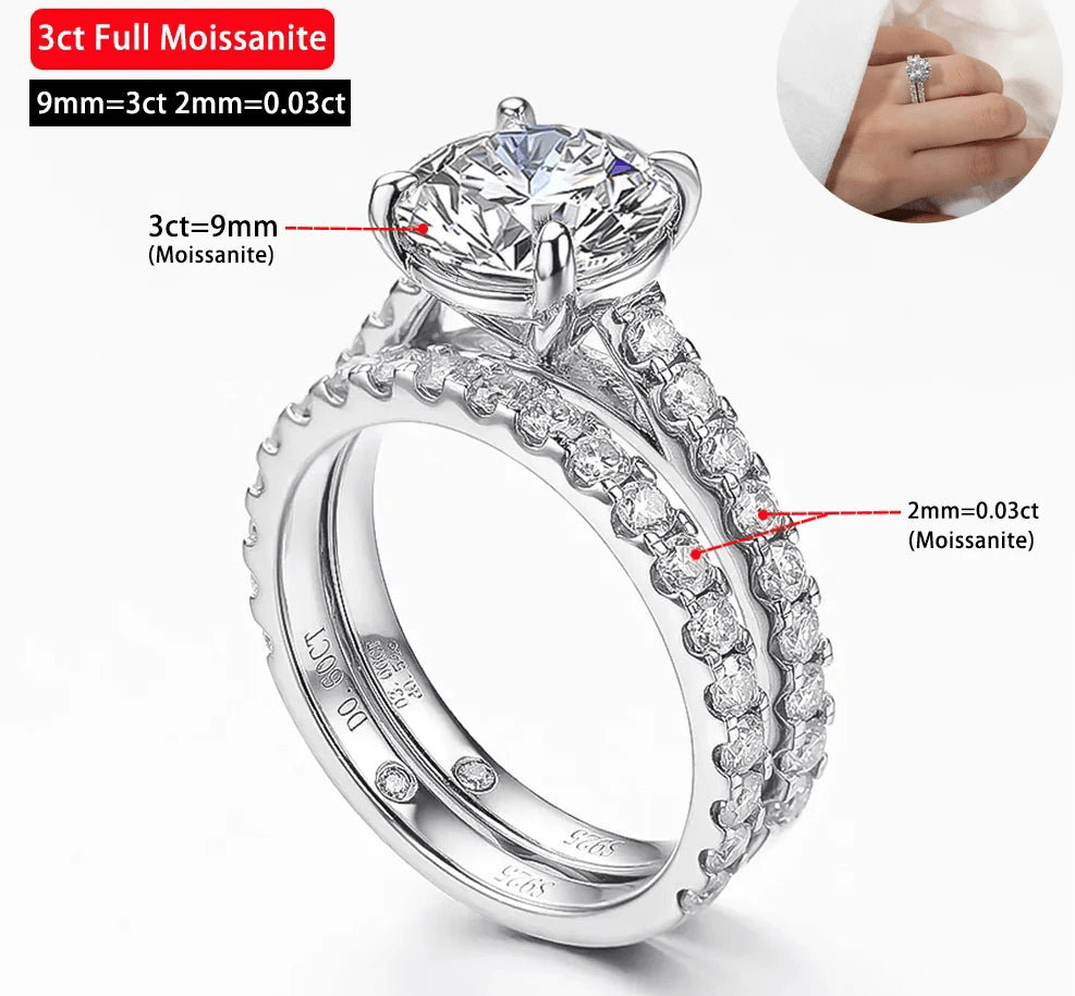 GRA Certified 3.5cttw All Moissanite Row Rings Set For Women S925 - Getmgirlzworld Shop