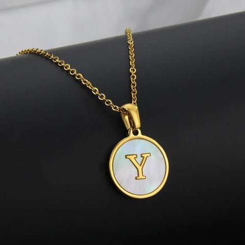 Initial Letter Necklaces for Women Trendy Stainless Steel Circle - Getmgirlzworld Shop