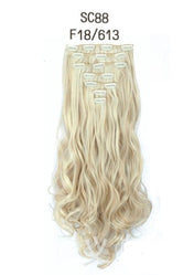 Inter-Color T-Color High-Temperature Silk Clip-In Hair Extensions | Long Curly Wig