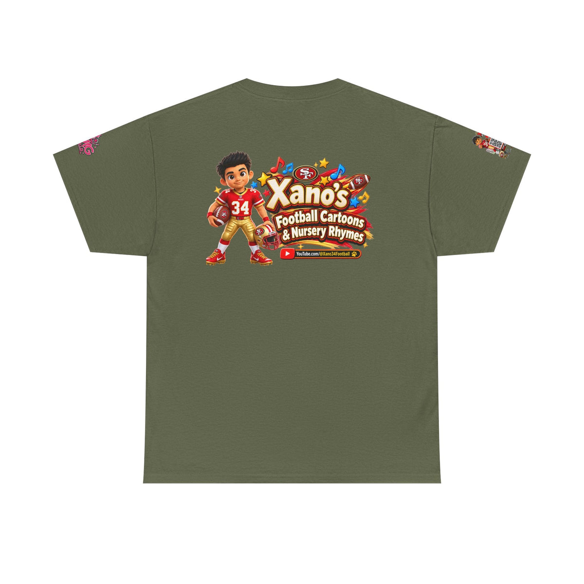 Kid's Football Cartoon Adult Tee — “Xano #34: Heart of a Champion” Cartoon Jersey - Getmgirlzworld Shop