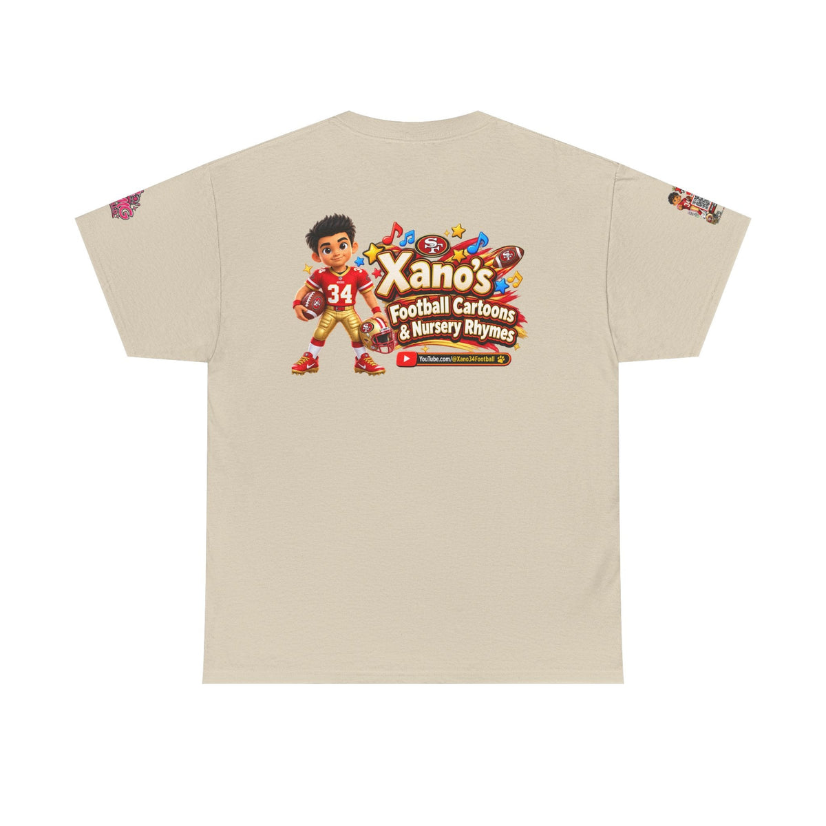 Kid's Football Cartoon Adult Tee — “Xano #34: Heart of a Champion” Cartoon Jersey - Getmgirlzworld Shop