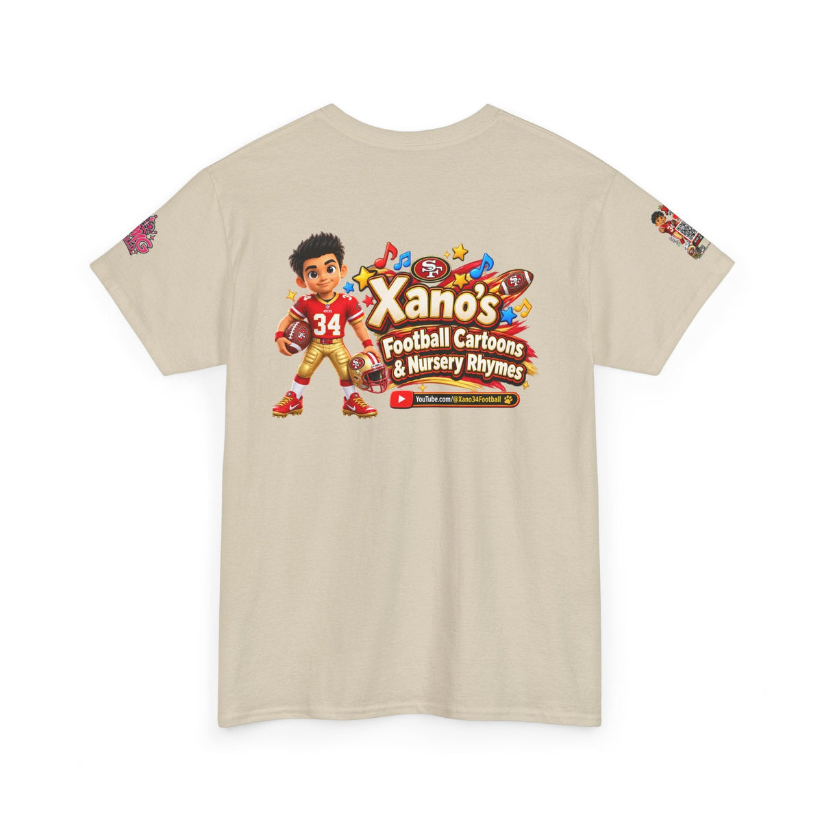 Kid's Football Cartoon Adult Tee — “Xano #34: Heart of a Champion” Cartoon Jersey - Getmgirlzworld Shop