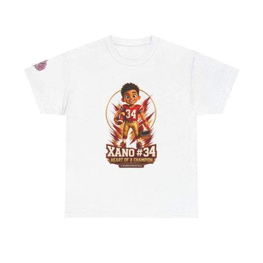 Kid's Football Cartoon Adult Tee — “Xano 34: Heart of a Champion” Cartoon Jersey - Getmgirlzworld Shop