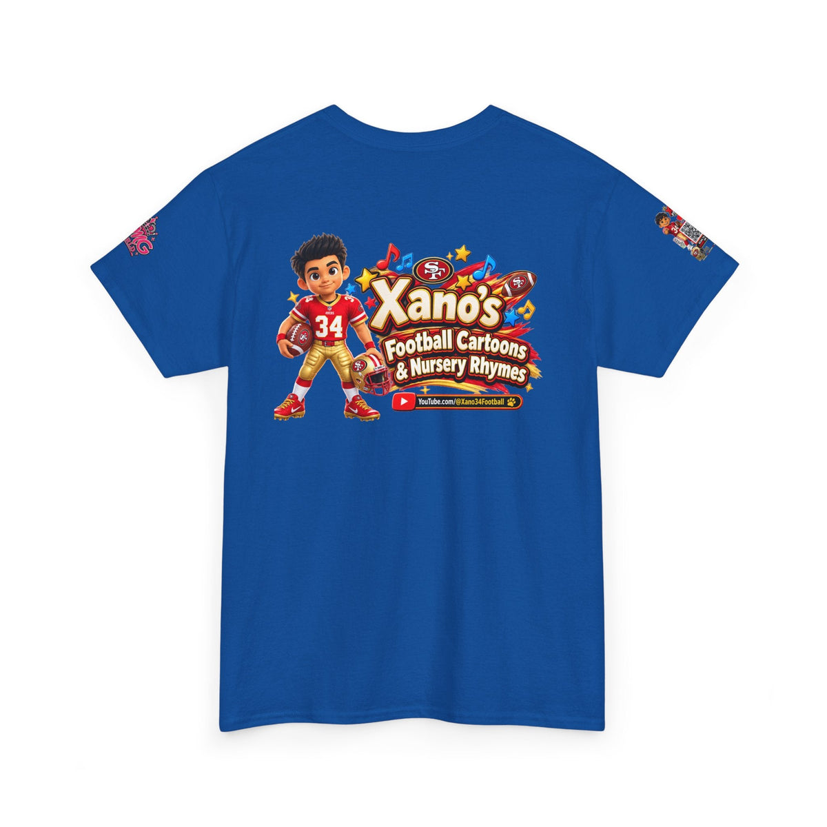 Kid's Football Cartoon Adult Tee — “Xano #34: Heart of a Champion” Cartoon Jersey - Getmgirlzworld Shop