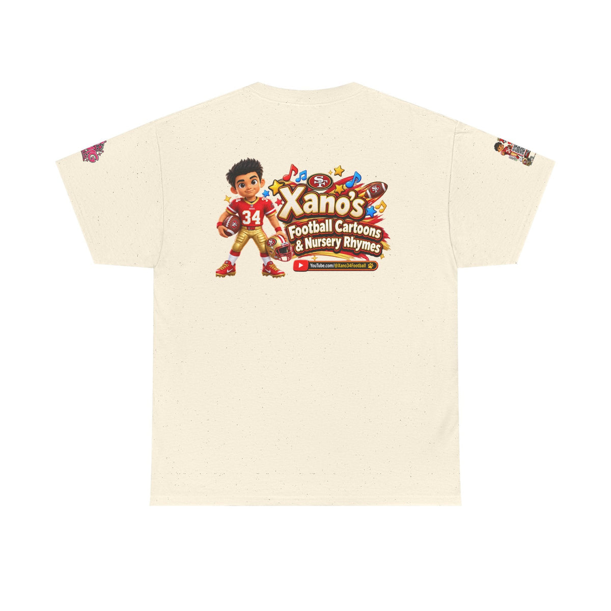Kid's Football Cartoon Adult Tee — “Xano #34: Heart of a Champion” Cartoon Jersey - Getmgirlzworld Shop