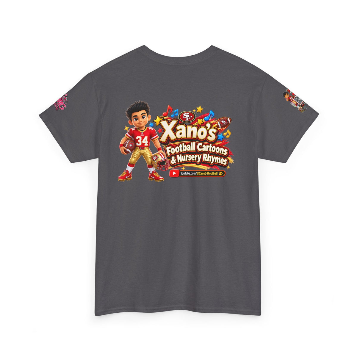 Kid's Football Cartoon Adult Tee — “Xano #34: Heart of a Champion” Cartoon Jersey - Getmgirlzworld Shop