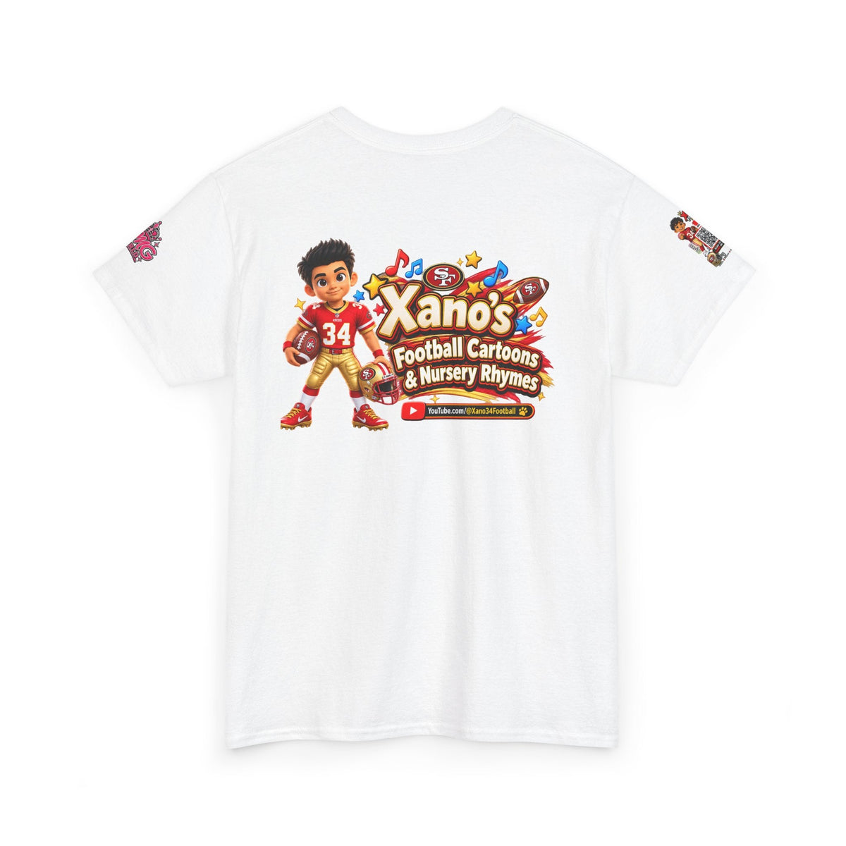 Kid's Football Cartoon Adult Tee — “Xano #34: Heart of a Champion” Cartoon Jersey - Getmgirlzworld Shop