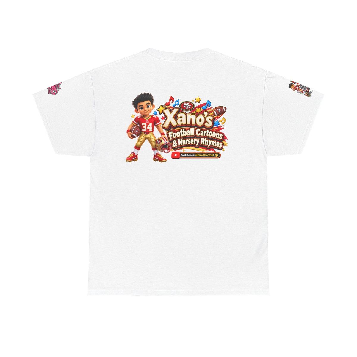 Kid's Football Cartoon Adult Tee — “Xano #34: Heart of a Champion” Cartoon Jersey - Getmgirlzworld Shop