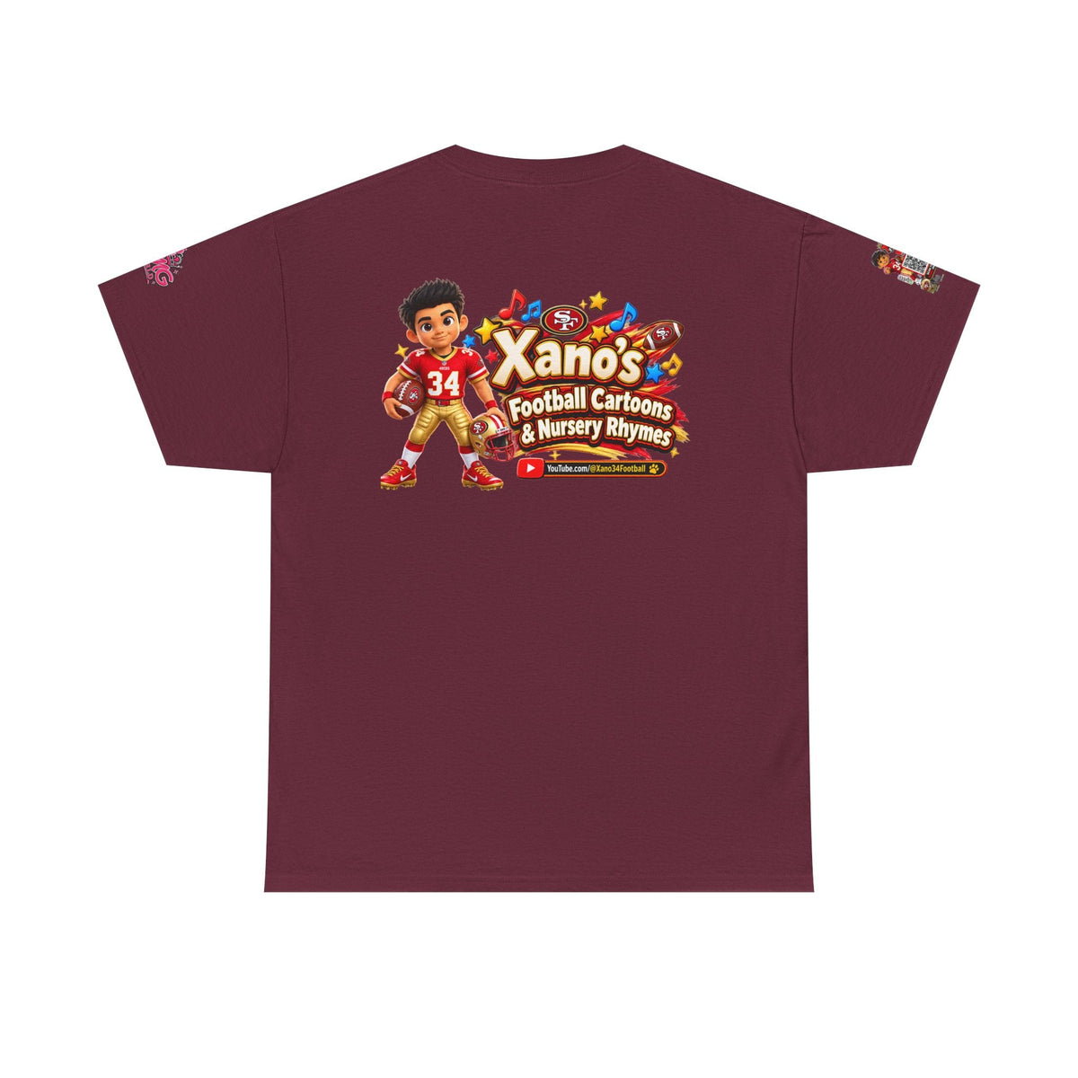Kid's Football Cartoon Adult Tee — “Xano #34: Heart of a Champion” Cartoon Jersey - Getmgirlzworld Shop