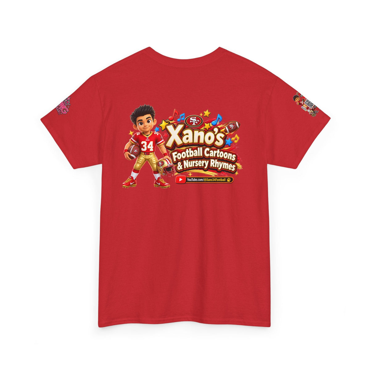 Kid's Football Cartoon Adult Tee — “Xano #34: Heart of a Champion” Cartoon Jersey - Getmgirlzworld Shop
