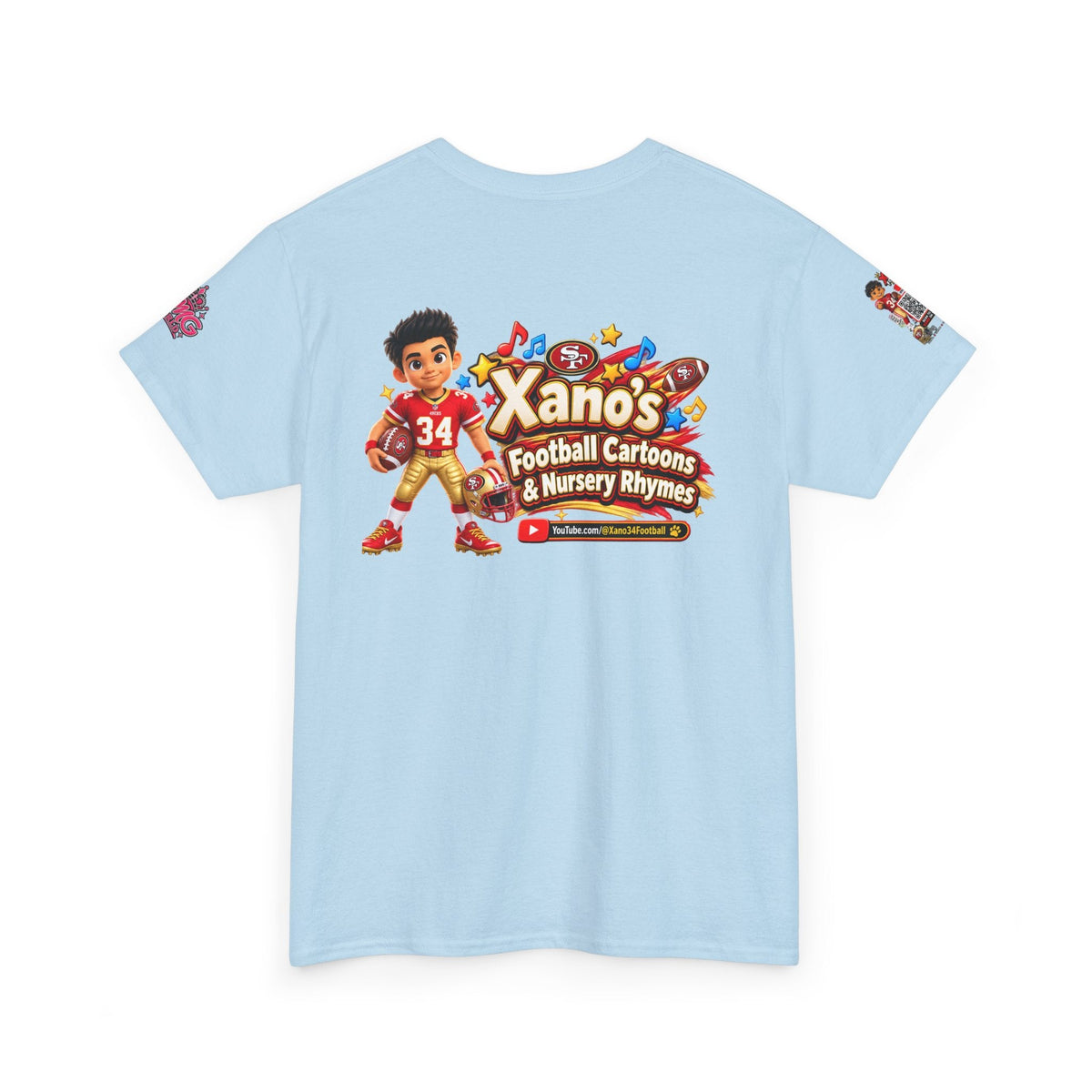 Kid's Football Cartoon Adult Tee — “Xano #34: Heart of a Champion” Cartoon Jersey - Getmgirlzworld Shop