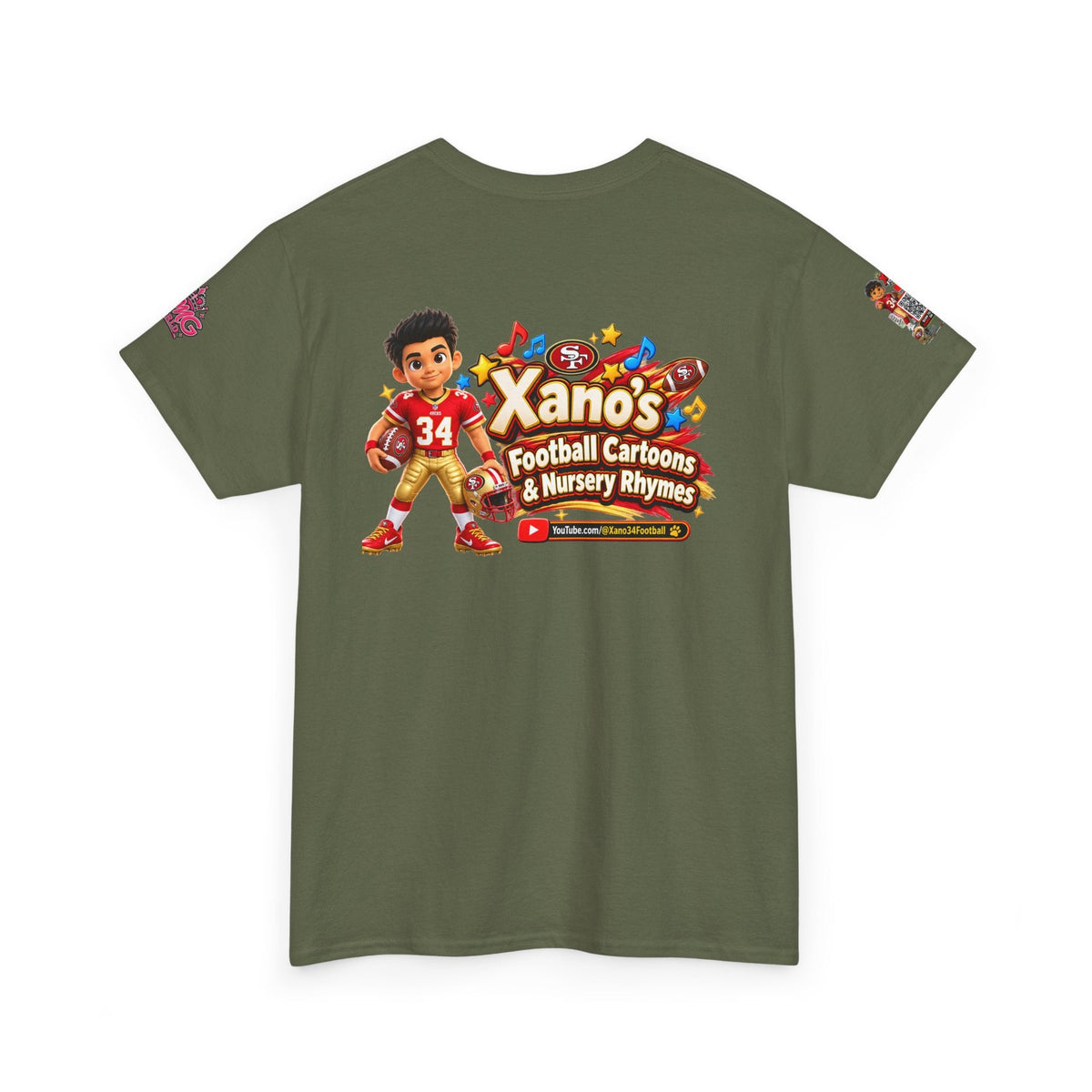 Kid's Football Cartoon Adult Tee — “Xano #34: Heart of a Champion” Cartoon Jersey - Getmgirlzworld Shop