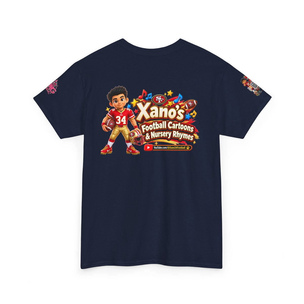 Kid's Football Cartoon Adult Tee — “Xano #34: Heart of a Champion” Cartoon Jersey - Getmgirlzworld Shop