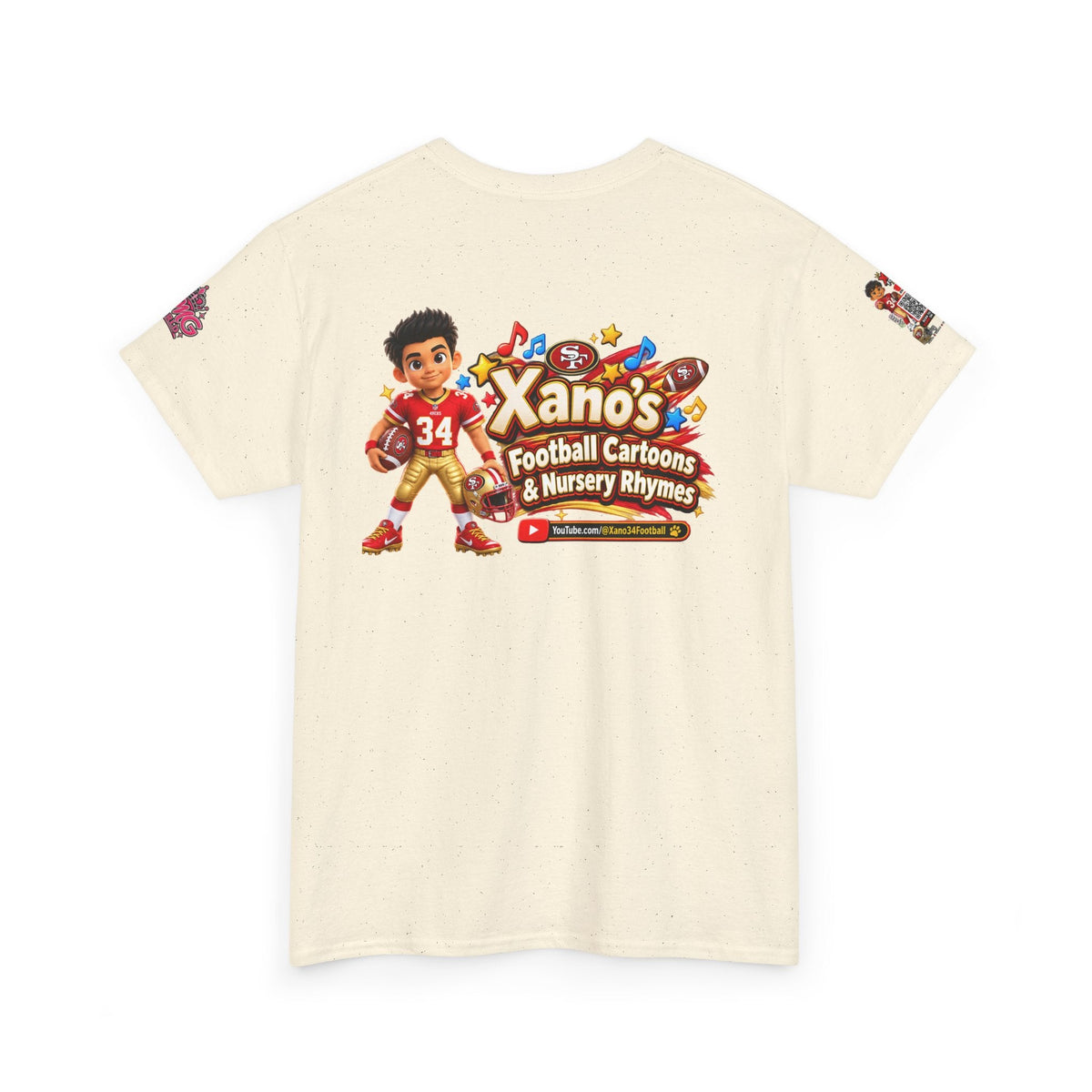 Kid's Football Cartoon Adult Tee — “Xano #34: Heart of a Champion” Cartoon Jersey - Getmgirlzworld Shop