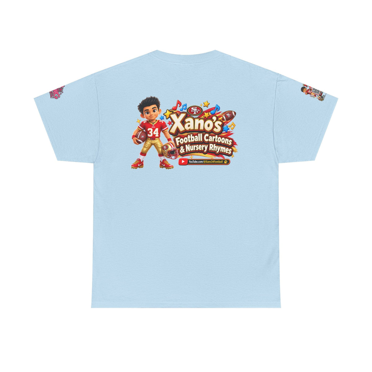 Kid's Football Cartoon Adult Tee — “Xano #34: Heart of a Champion” Cartoon Jersey - Getmgirlzworld Shop