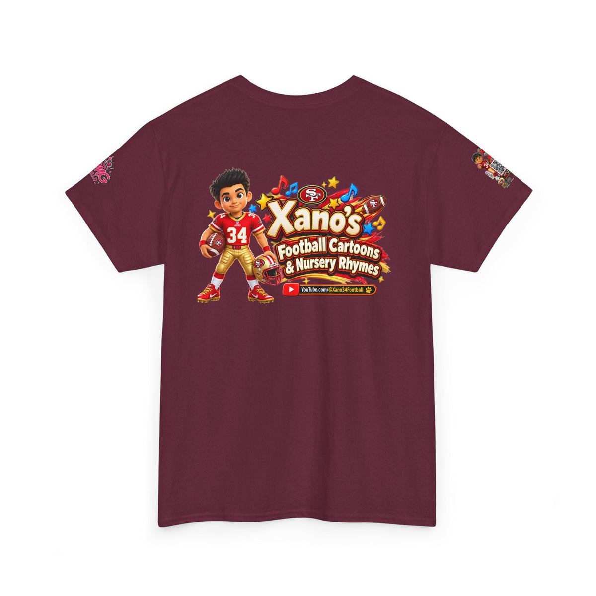 Kid's Football Cartoon Adult Tee — “Xano #34: Heart of a Champion” Cartoon Jersey - Getmgirlzworld Shop