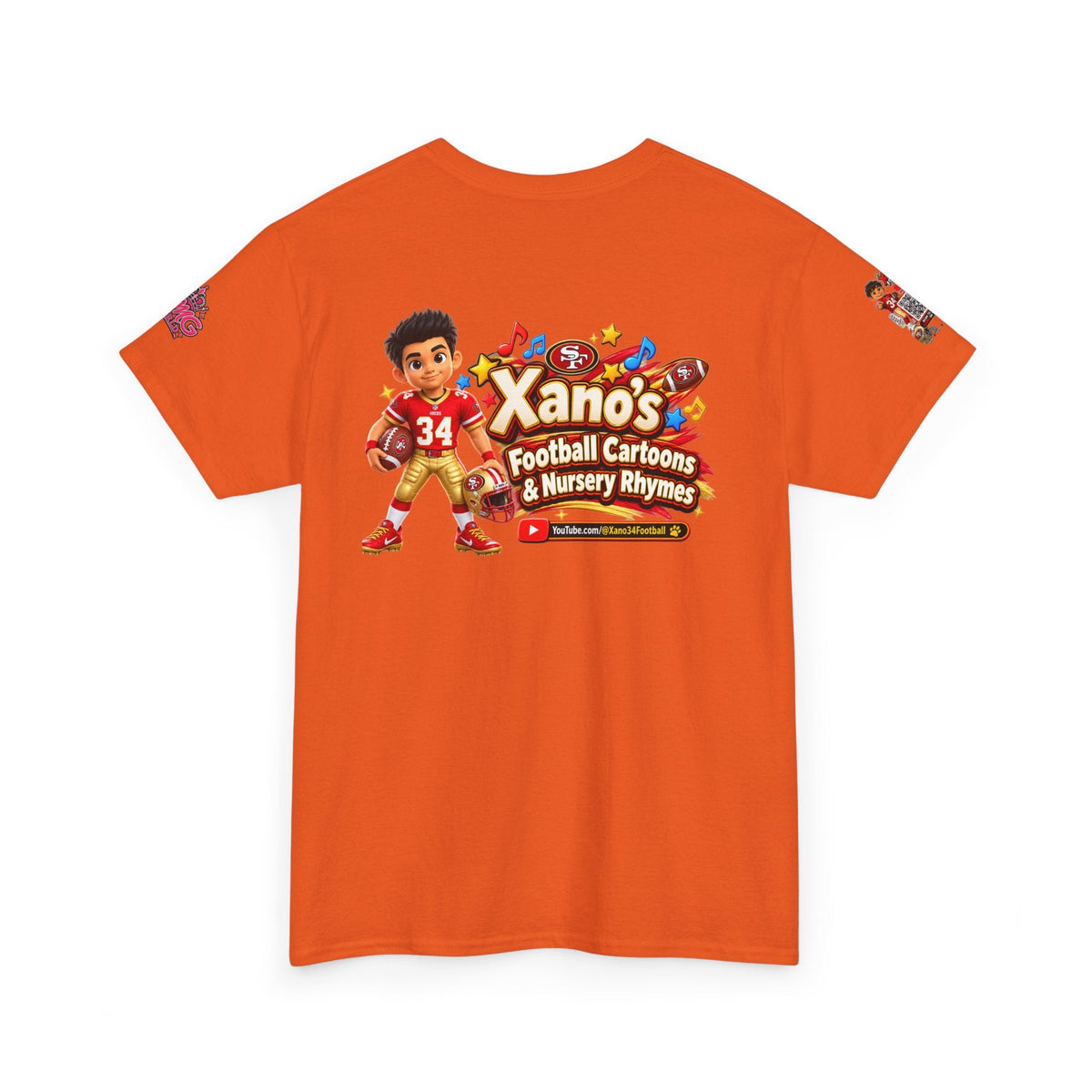 Kid's Football Cartoon Adult Tee — “Xano #34: Heart of a Champion” Cartoon Jersey - Getmgirlzworld Shop