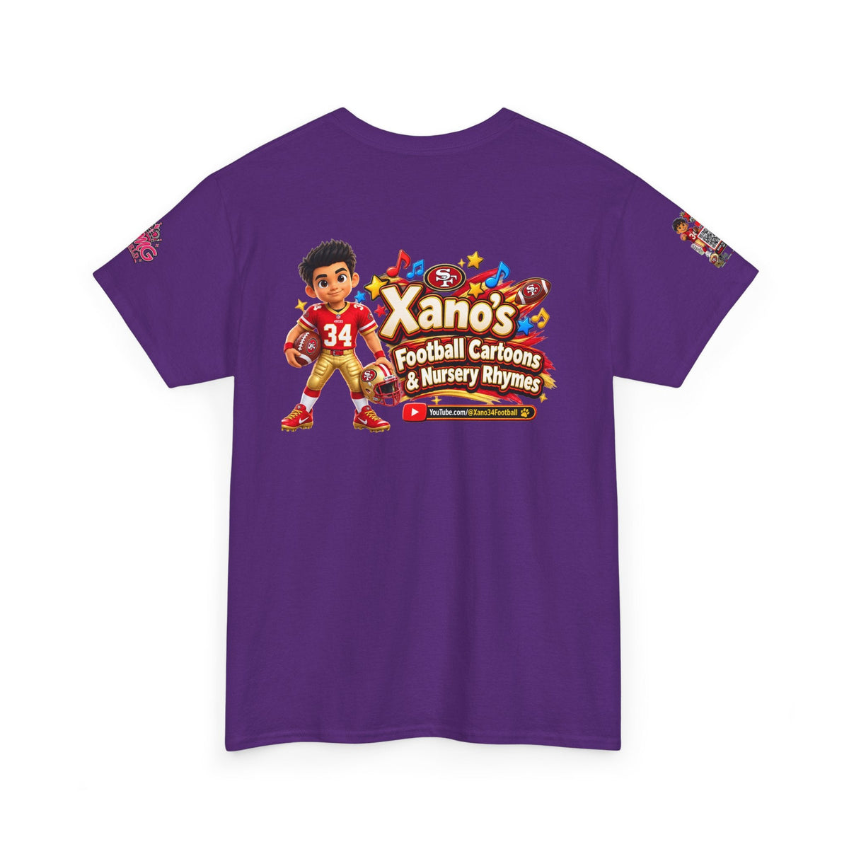 Kid's Football Cartoon Adult Tee — “Xano #34: Heart of a Champion” Cartoon Jersey - Getmgirlzworld Shop