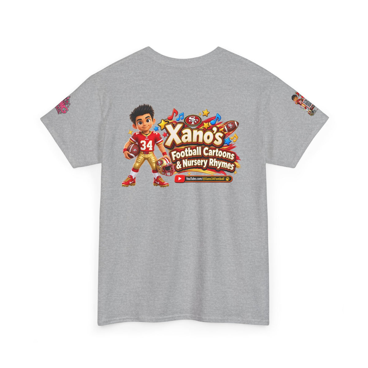 Kid's Football Cartoon Adult Tee — “Xano #34: Heart of a Champion” Cartoon Jersey - Getmgirlzworld Shop