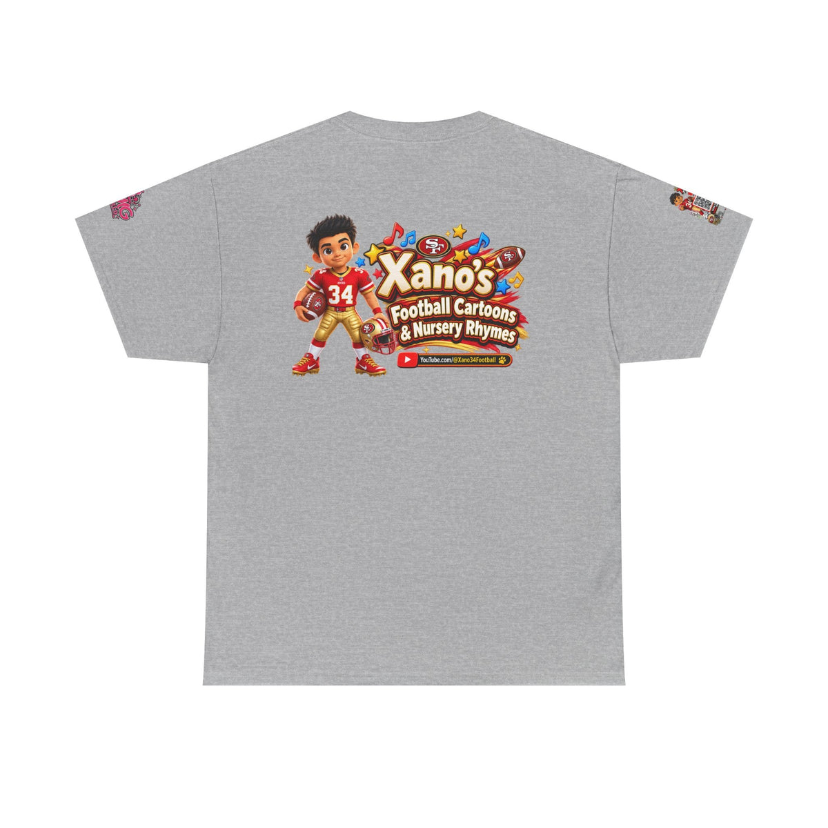 Kid's Football Cartoon Adult Tee — “Xano #34: Heart of a Champion” Cartoon Jersey - Getmgirlzworld Shop