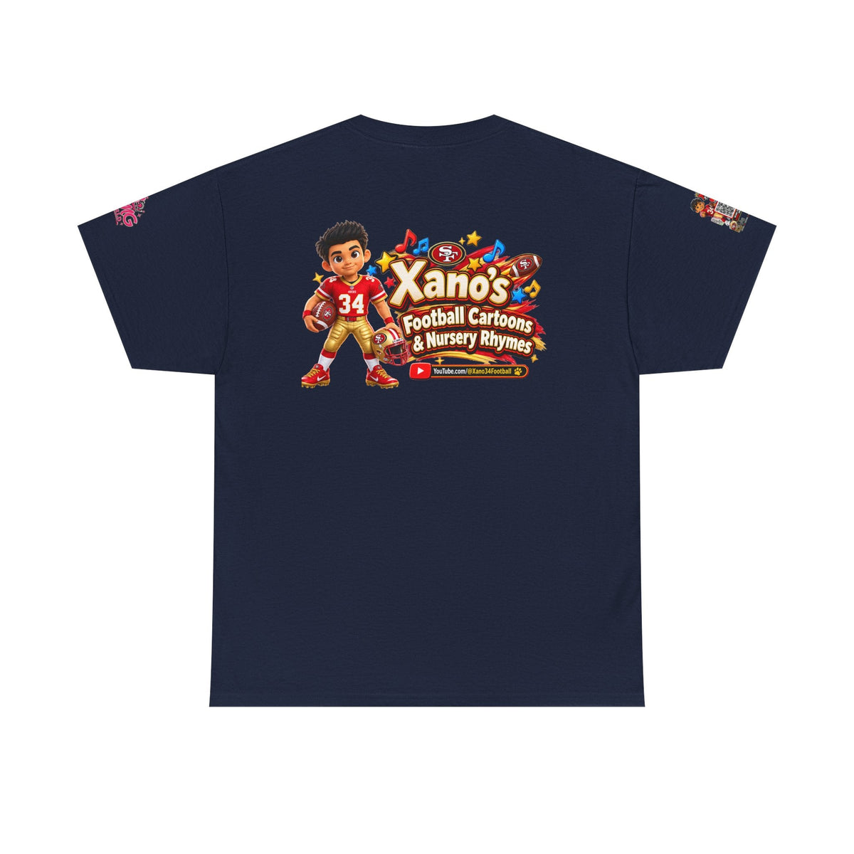Kid's Football Cartoon Adult Tee — “Xano #34: Heart of a Champion” Cartoon Jersey - Getmgirlzworld Shop
