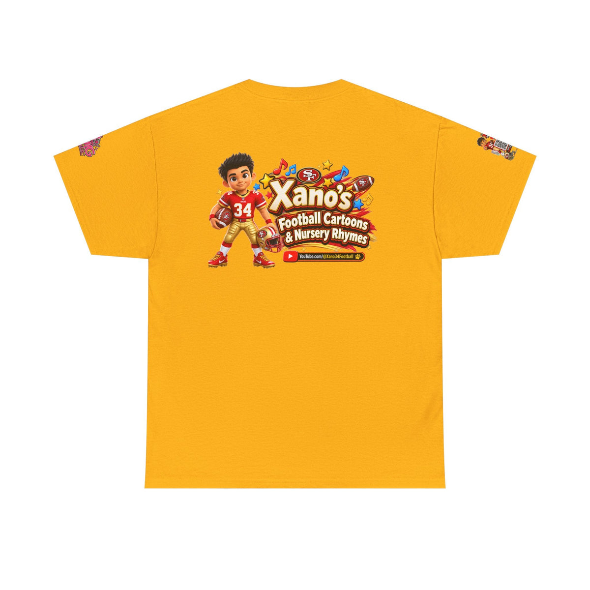 Kid's Football Cartoon Adult Tee — “Xano #34: Heart of a Champion” Cartoon Jersey - Getmgirlzworld Shop