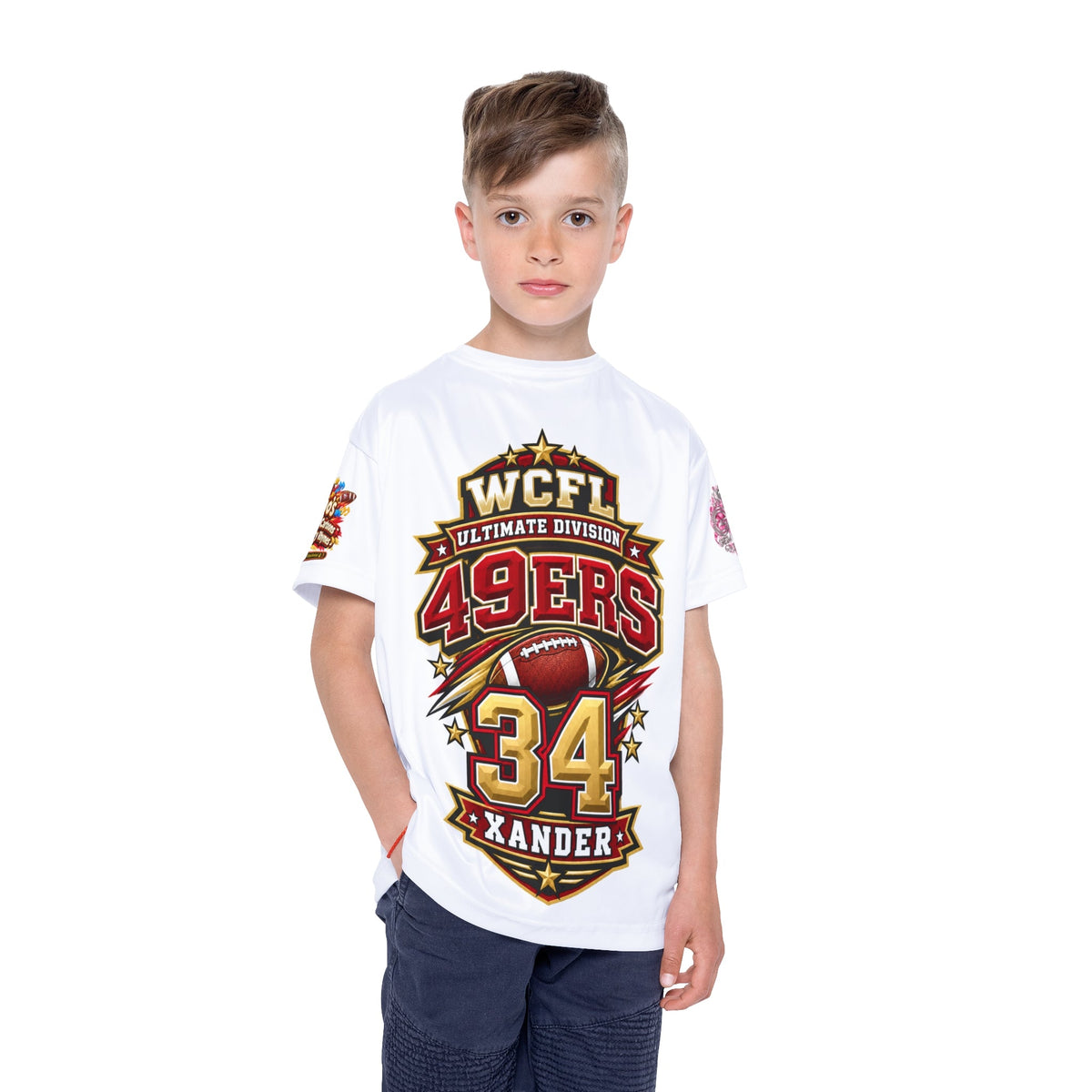 Kids Jersey — WCFL 49ers Custom Name & Number (34) Sports Tee - Getmgirlzworld Shop