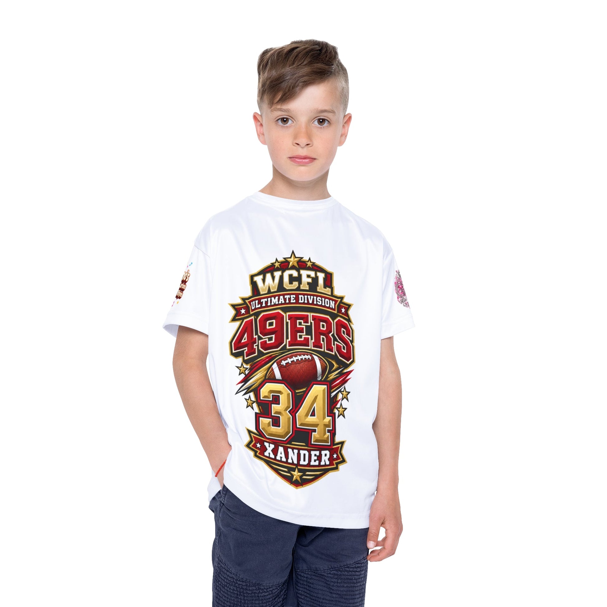 Kids Jersey — WCFL 49ers Custom Name & Number (34) Sports Tee - Getmgirlzworld Shop