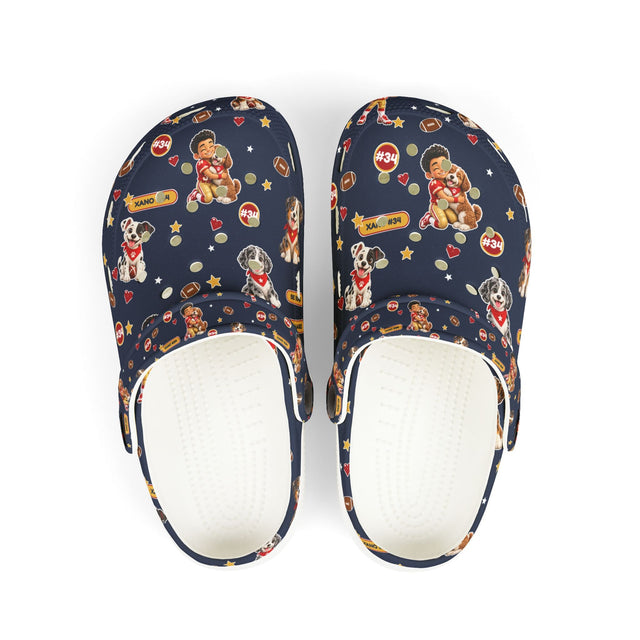 Kids Navy Puppy Pattern EVA Foam Clogs – Cute Dog Print Slip-On Shoes - Getmgirlzworld Shop