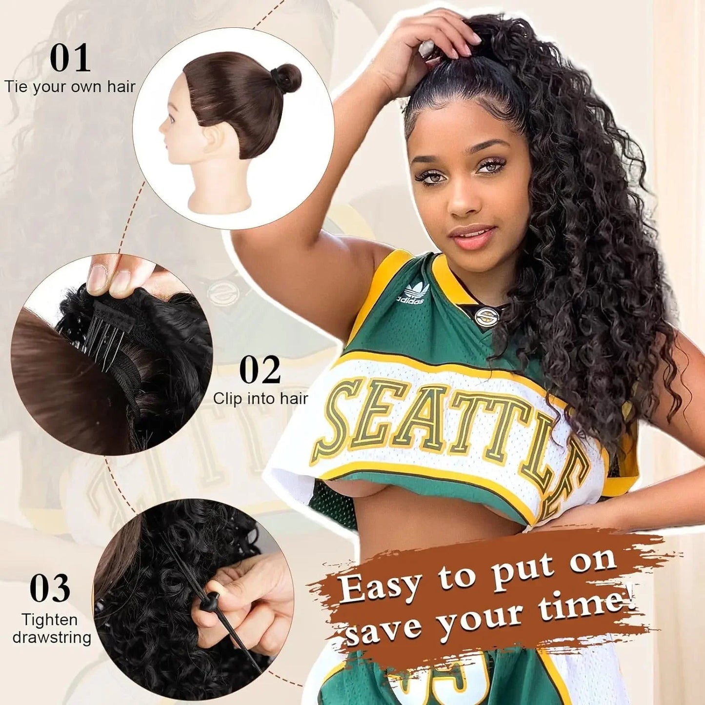 Long Afro Curly Drawstring Ponytail Synthetic Puffy Kinky Curly Fake - Getmgirlzworld Shop