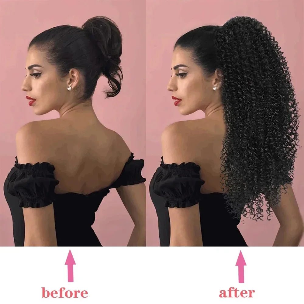 Long Afro Curly Drawstring Ponytail Synthetic Puffy Kinky Curly Fake - Getmgirlzworld Shop