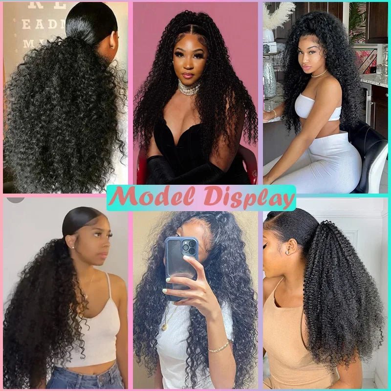 Long Afro Curly Drawstring Ponytail Synthetic Puffy Kinky Curly Fake - Getmgirlzworld Shop
