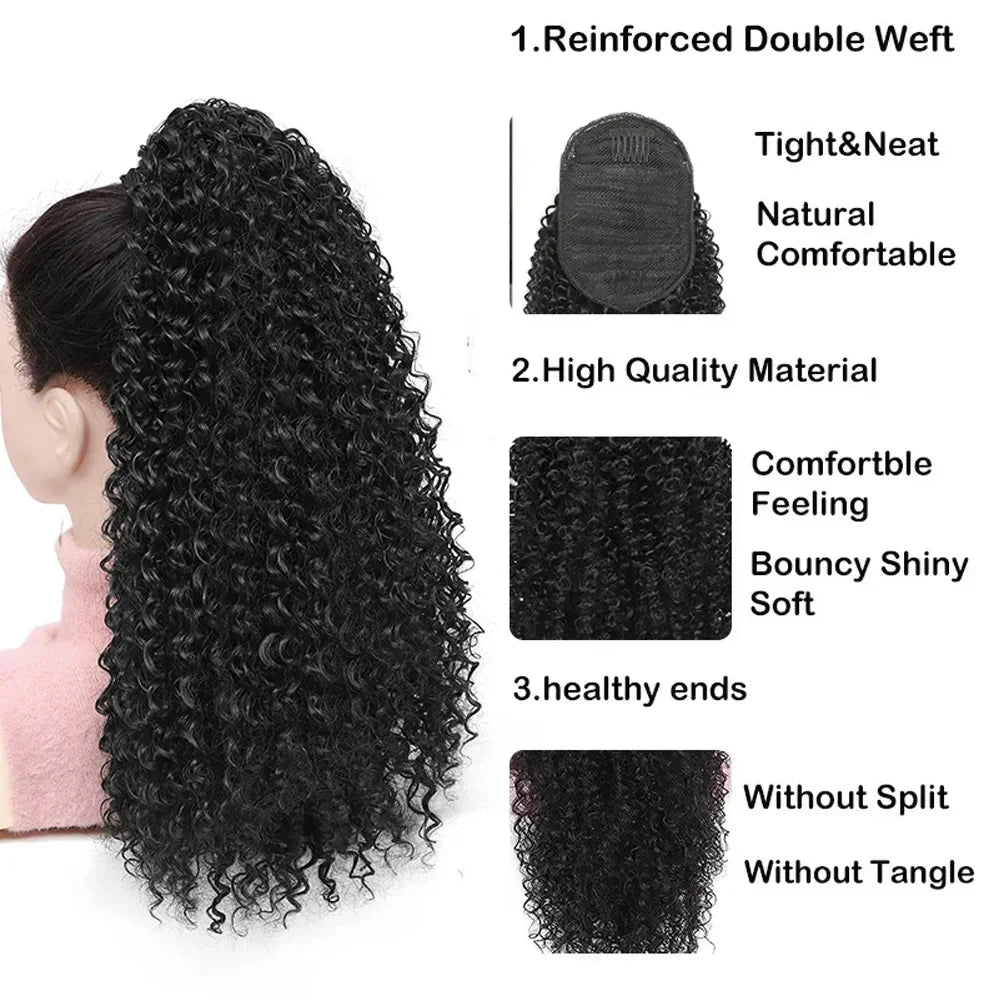 Long Afro Curly Drawstring Ponytail Synthetic Puffy Kinky Curly Fake - Getmgirlzworld Shop