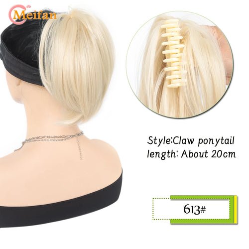 MEIFAN Synthetic Straight Claw Clip Chignon Fluffy Donut Messy Hair - Getmgirlzworld Shop