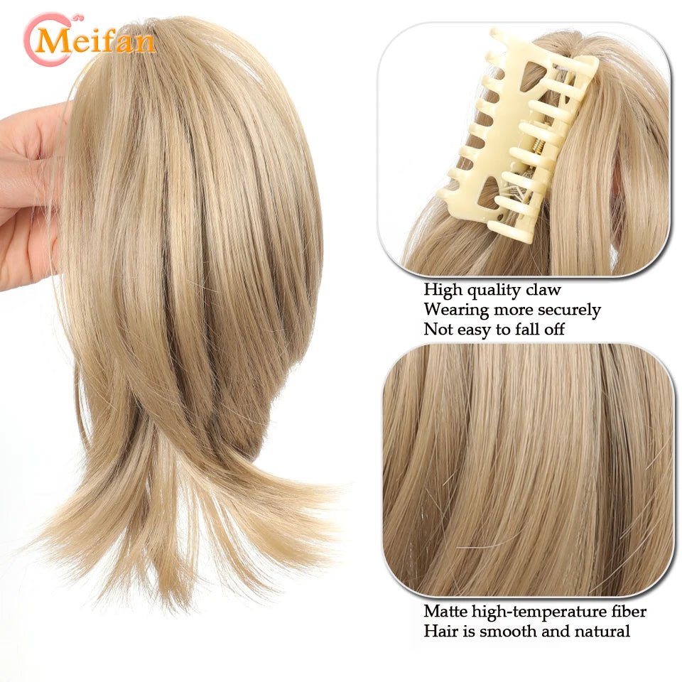 MEIFAN Synthetic Straight Claw Clip Chignon Fluffy Donut Messy Hair - Getmgirlzworld Shop