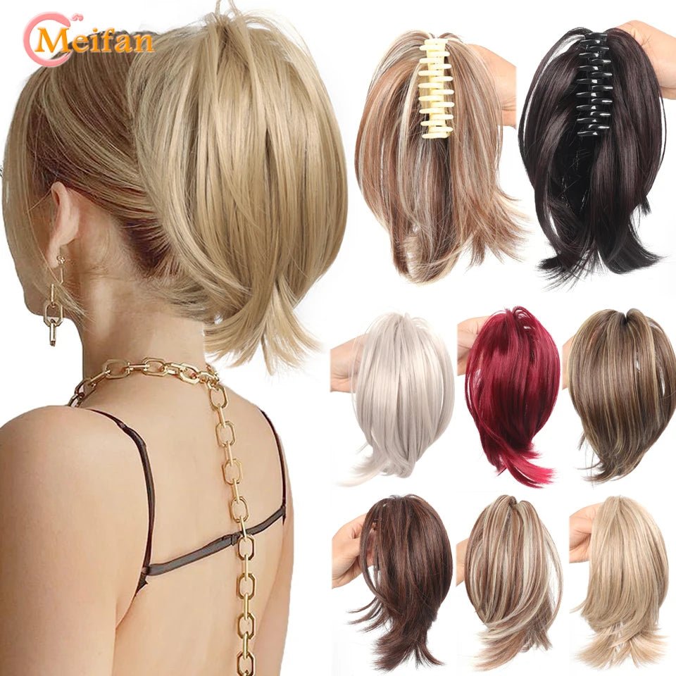 MEIFAN Synthetic Straight Claw Clip Chignon Fluffy Donut Messy Hair - Getmgirlzworld Shop