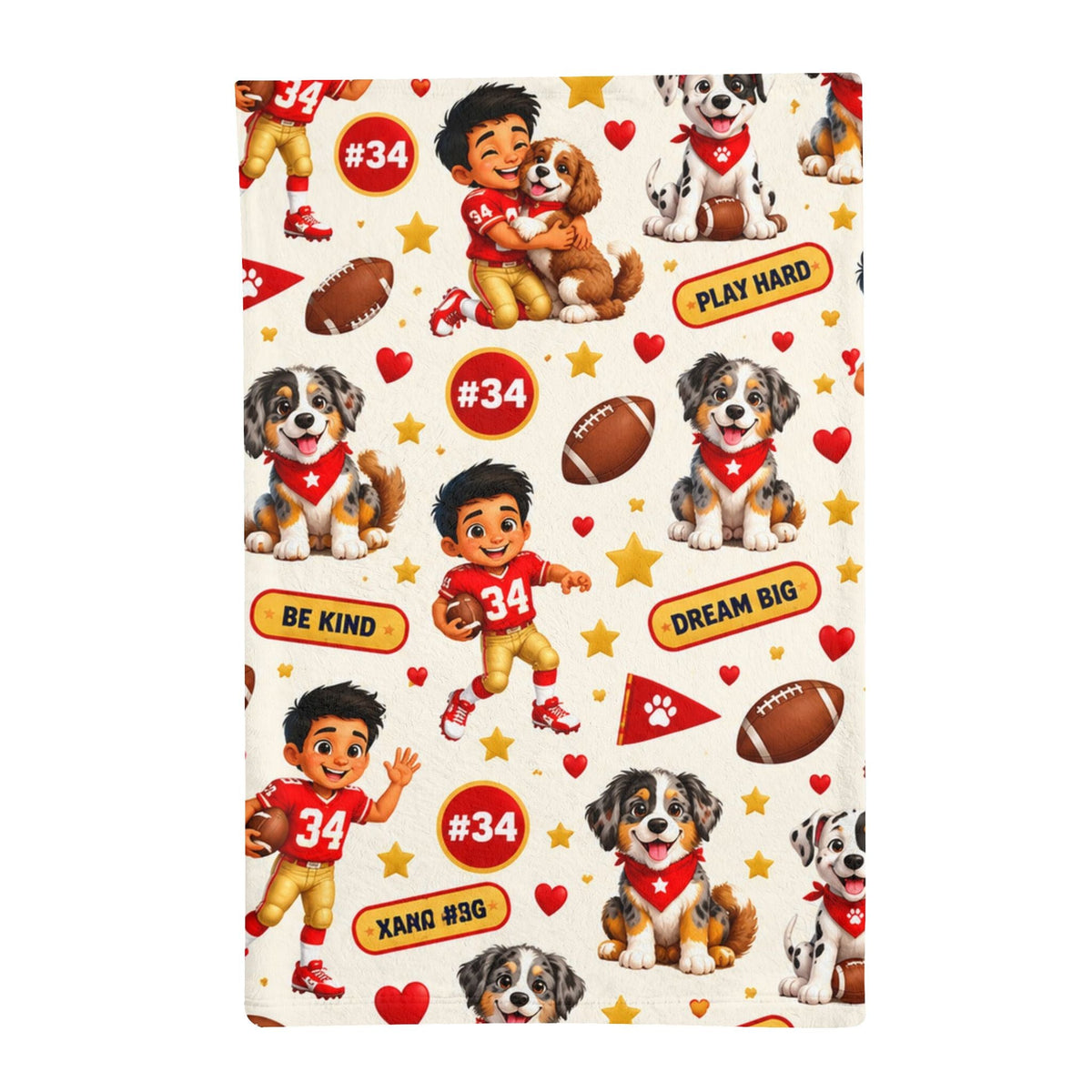 Minky Sleeping Bag – Football Player #34 and Dog Sports Print - Getmgirlzworld Shop