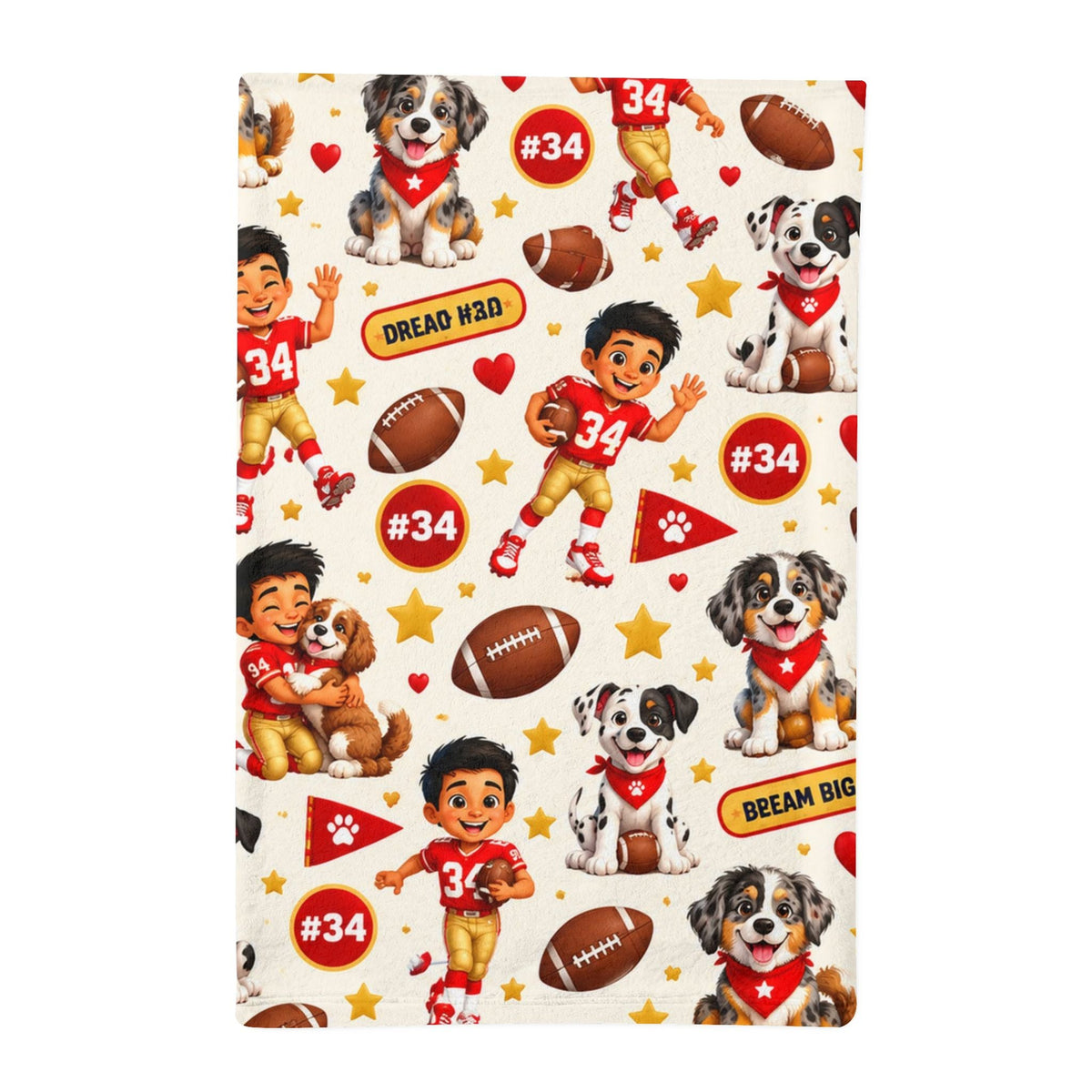 Minky Sleeping Bag – Football Player #34 and Dog Sports Print - Getmgirlzworld Shop